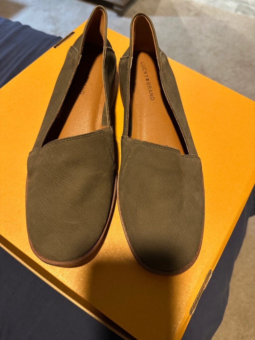 Lucky Brand Olive Canvas Slip-On Flats